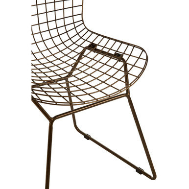 Orsina District Bronze Metal Wire Grid Dining Chair – Industrial Style