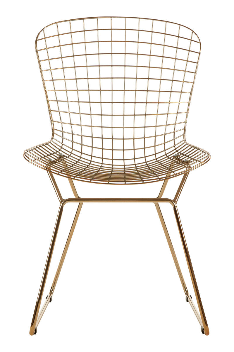 Orsina District Gold Metal Wire Chair – Modern Grid Dining Seating