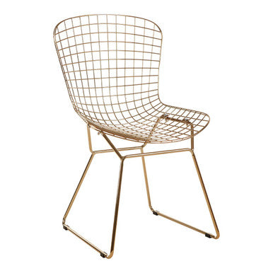 Orsina District Gold Metal Wire Chair – Modern Grid Dining Seating