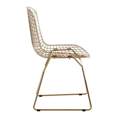 Orsina District Gold Metal Wire Chair – Modern Grid Dining Seating