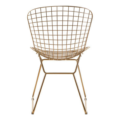 Orsina District Gold Metal Wire Chair – Modern Grid Dining Seating