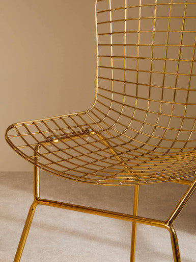 Orsina District Gold Metal Wire Chair – Modern Grid Dining Seating