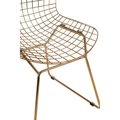 Orsina District Gold Metal Wire Chair – Modern Grid Dining Seating