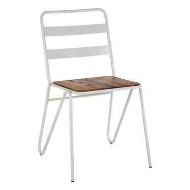 Orsina District Metal Dining Chair – White Frame with Elm Wood Seat
