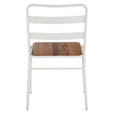 Orsina District Metal Dining Chair – White Frame with Elm Wood Seat