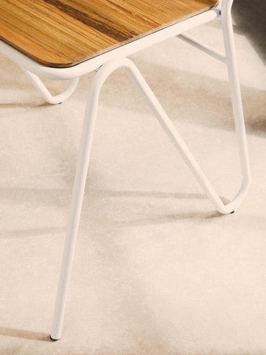 Orsina District Metal Dining Chair – White Frame with Elm Wood Seat