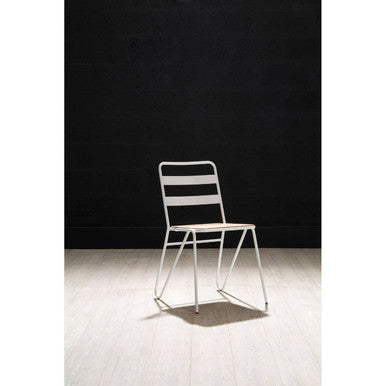 Orsina District Metal Dining Chair – White Frame with Elm Wood Seat