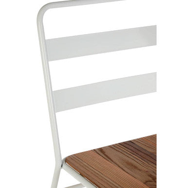 Orsina District Metal Dining Chair – White Frame with Elm Wood Seat