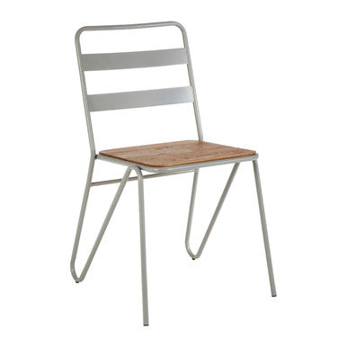 Orsina District Industrial Grey Metal and Elm Wood Dining Chair