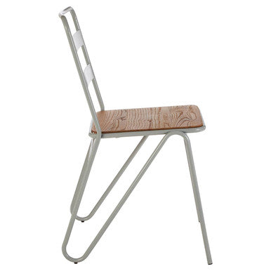 Orsina District Industrial Grey Metal and Elm Wood Dining Chair