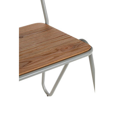 Orsina District Industrial Grey Metal and Elm Wood Dining Chair