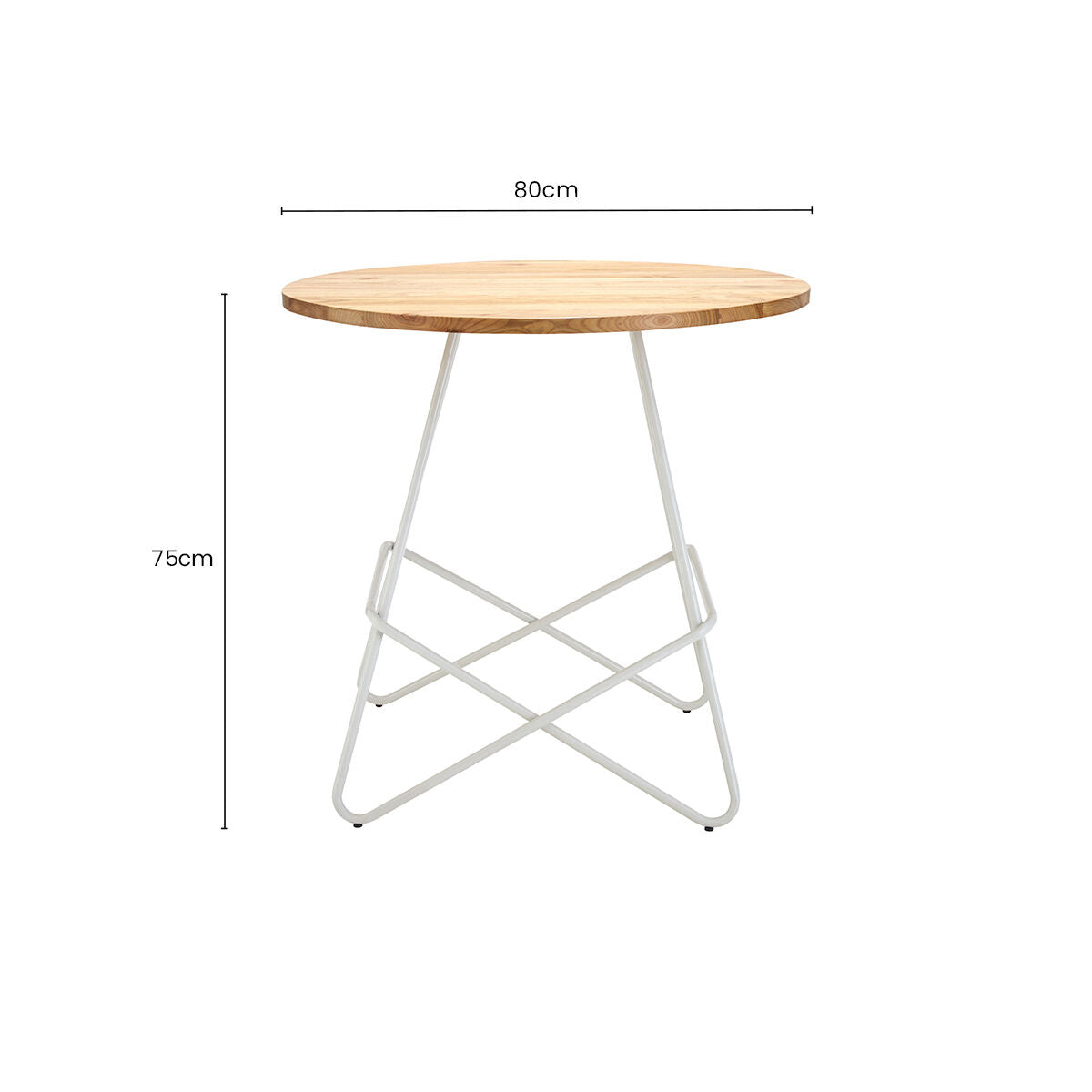 Orsina District Round Dining Table – Elm Wood Top & White Metal Legs