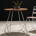 Orsina District Round Dining Table – Elm Wood Top & White Metal Legs