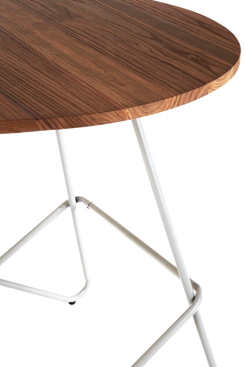 Orsina District Round Dining Table – Elm Wood Top & White Metal Legs