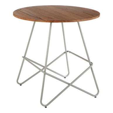 Orsina District Round Dining Table – Natural Elm Wood & Grey Metal