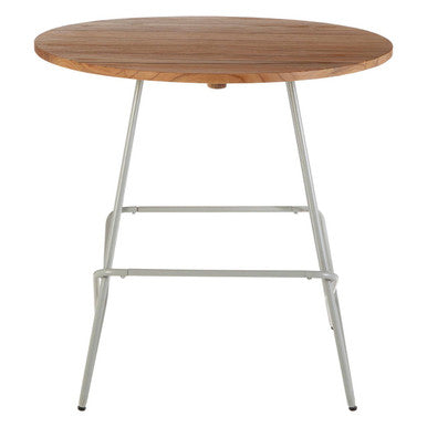 Orsina District Round Dining Table – Natural Elm Wood & Grey Metal