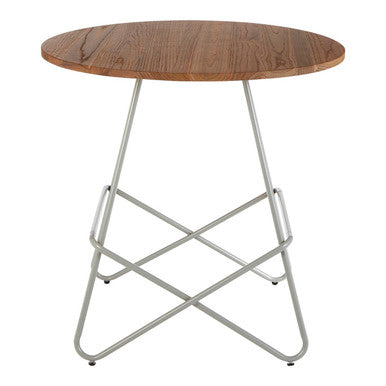 Orsina District Round Dining Table – Natural Elm Wood & Grey Metal