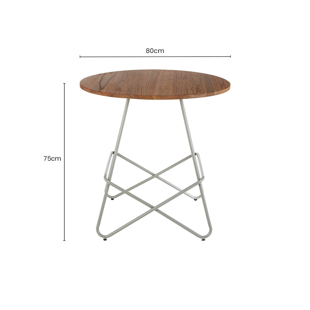Orsina District Round Dining Table – Natural Elm Wood & Grey Metal