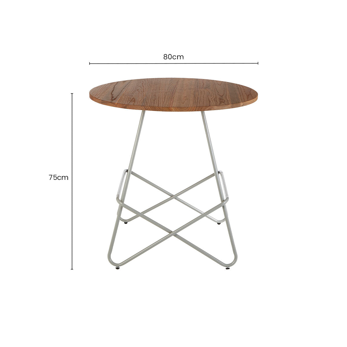 Orsina District Round Dining Table – Natural Elm Wood & Grey Metal