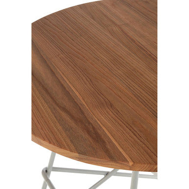 Orsina District Round Dining Table – Natural Elm Wood & Grey Metal