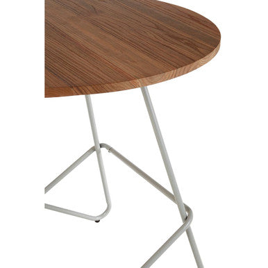 Orsina District Round Dining Table – Natural Elm Wood & Grey Metal