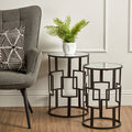 Orsina Avantis Nesting Tables – Set of 2 Black Square Mirrored Side Tables