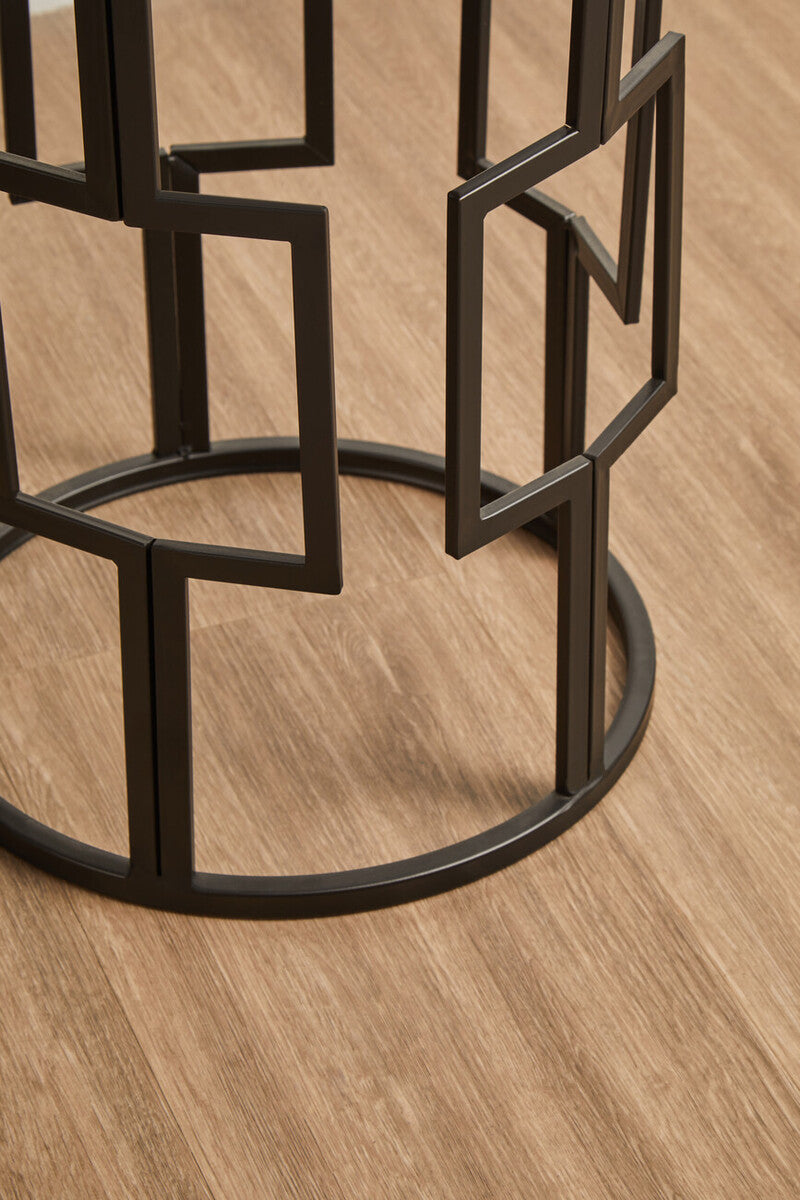 Orsina Avantis Nesting Tables – Set of 2 Black Square Mirrored Side Tables