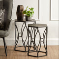 Orsina Black Metal Hexagon Side Tables – Geometric Industrial Set of 2