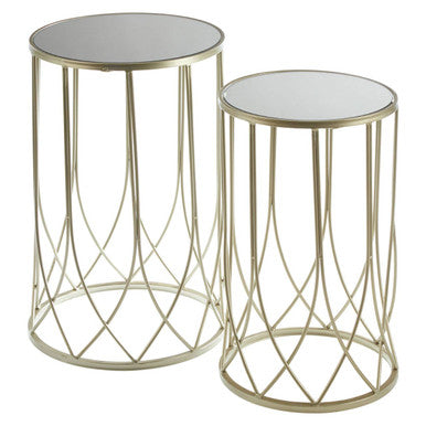 Orsina Avantis Set of 2 Champagne Gold Mirror Top Nesting Side Tables