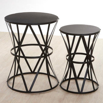 Orsina Avantis Black Round Metal Nesting Side Tables - Set of 2