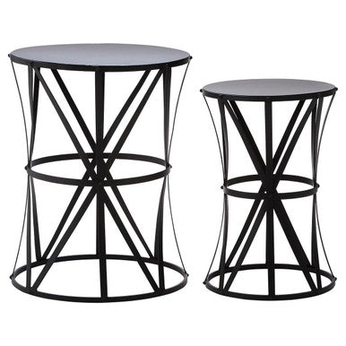 Orsina Avantis Black Round Metal Nesting Side Tables - Set of 2