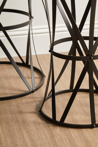 Orsina Avantis Black Round Metal Nesting Side Tables - Set of 2