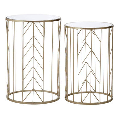 Orsina Avantis Art Deco Side Tables – Set of 2 Champagne Mirrored