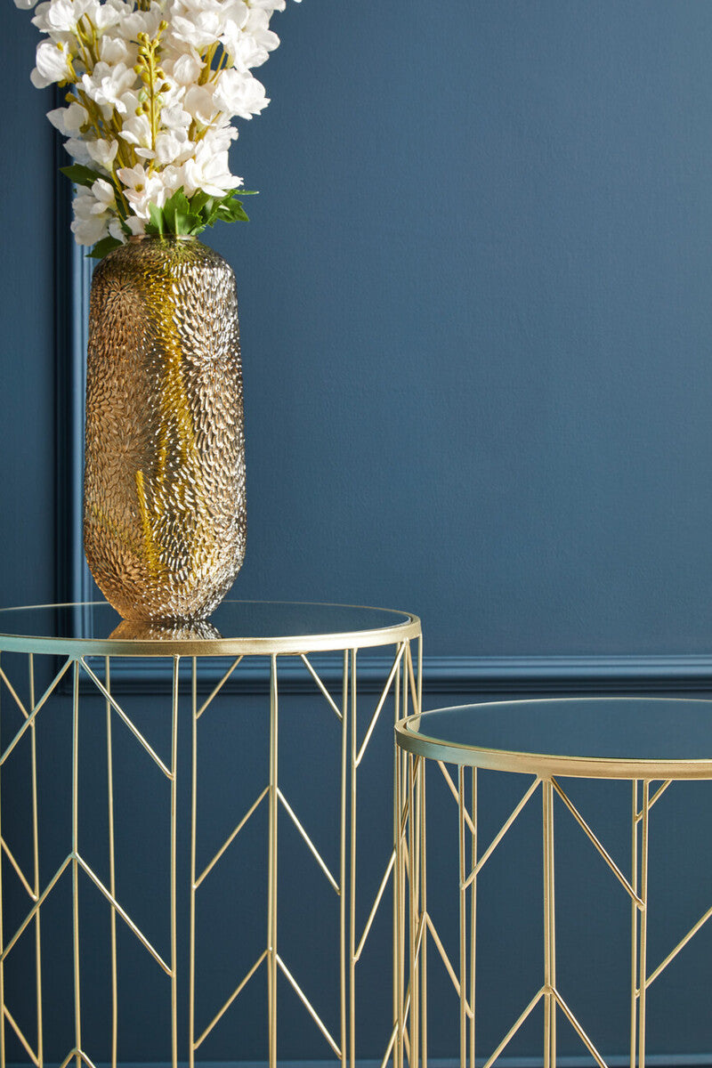 Orsina Avantis Art Deco Side Tables – Set of 2 Champagne Mirrored
