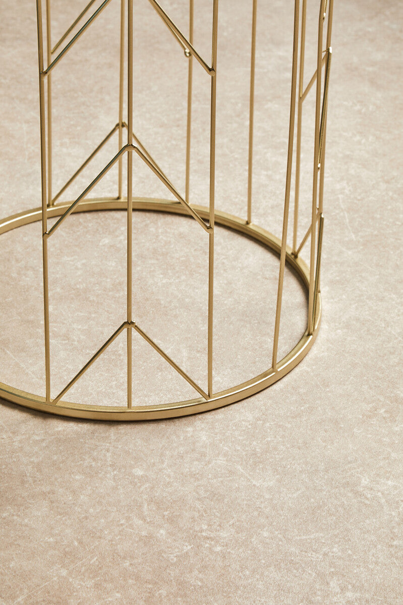 Orsina Avantis Art Deco Side Tables – Set of 2 Champagne Mirrored