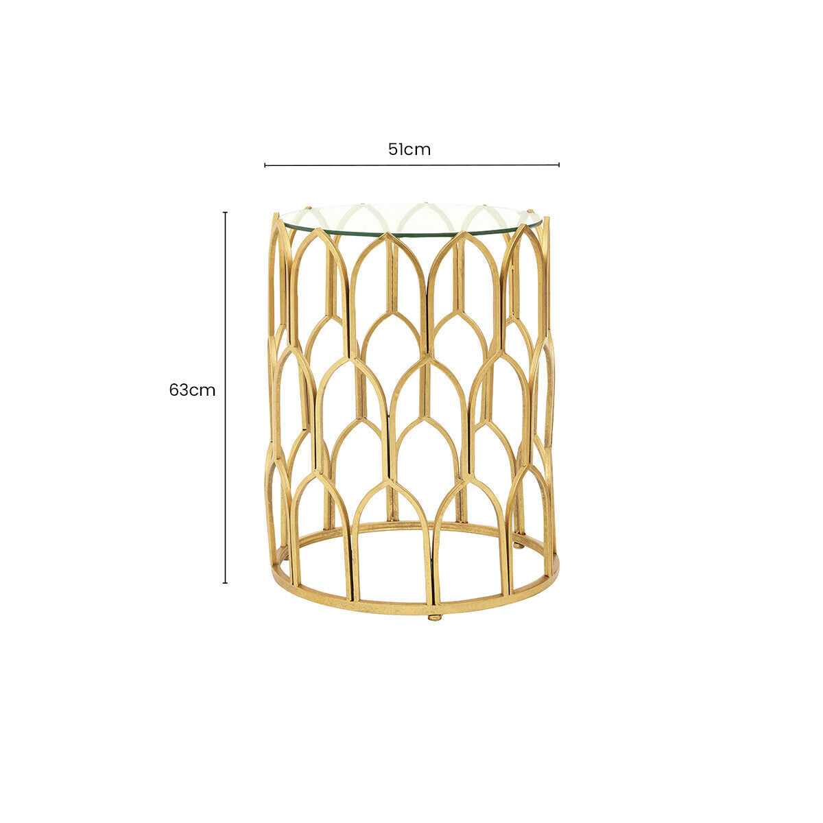 Orsina Merlin Gold Leaf Side Table – Geometric Glass Top End Table