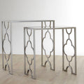 Orsina Merlin Silver Leaf Side Tables | Set of 2 Mirrored Glass Tops