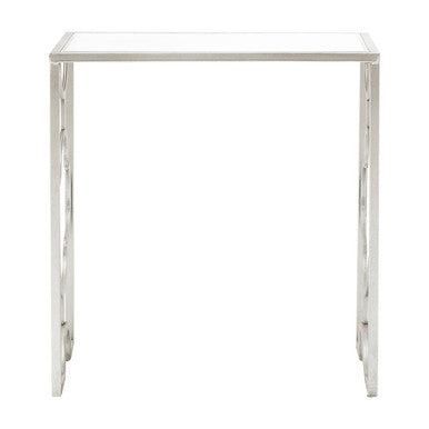 Orsina Merlin Silver Leaf Side Tables | Set of 2 Mirrored Glass Tops