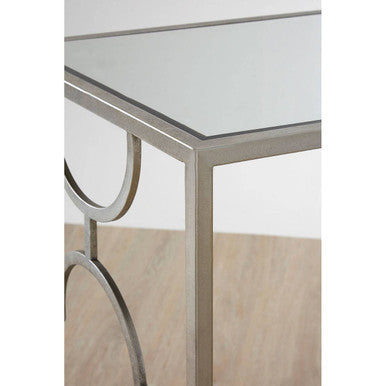 Orsina Merlin Silver Leaf Side Tables | Set of 2 Mirrored Glass Tops