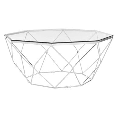 Orsina Allure Hexagon Glass Coffee Table – Chrome Geometric Base