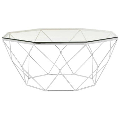 Orsina Allure Hexagon Glass Coffee Table – Chrome Geometric Base