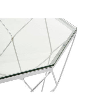 Orsina Allure Hexagon Glass Coffee Table – Chrome Geometric Base