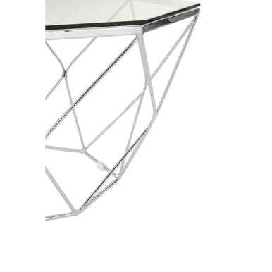Orsina Allure Hexagon Glass Coffee Table – Chrome Geometric Base