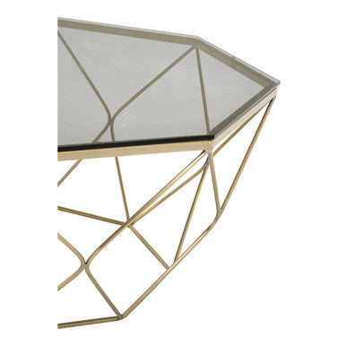 Orsina Allure Hexagon Coffee Table – Tempered Glass & Brushed Nickel
