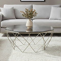 Orsina Allure Hexagon Coffee Table – Tempered Glass & Brushed Nickel