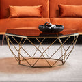 Orsina Allure Brushed Bronze Coffee Table | Amber Glass Geometric Base
