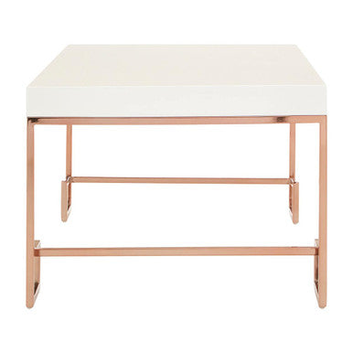 Orsina Allure White High Gloss Coffee Table with Rose Gold Legs