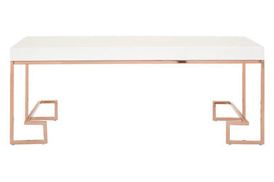 Orsina Allure White High Gloss Coffee Table with Rose Gold Legs