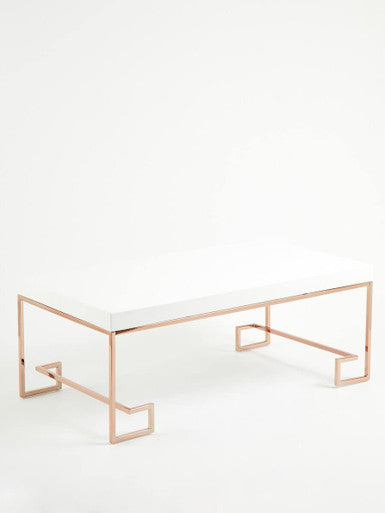 Orsina Allure White High Gloss Coffee Table with Rose Gold Legs