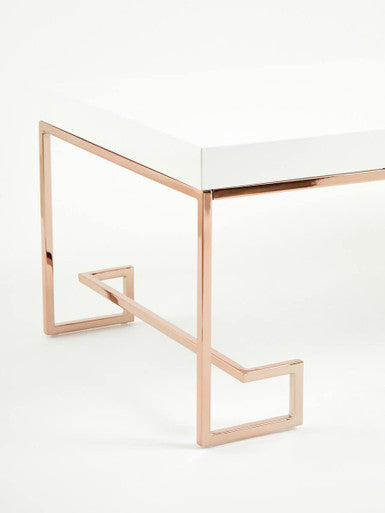 Orsina Allure White High Gloss Coffee Table with Rose Gold Legs